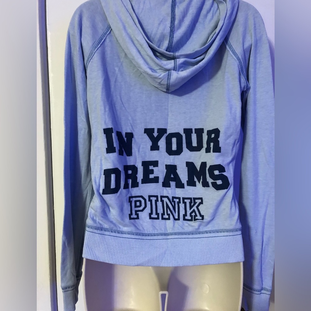 Y2K Victoria's Secret PINK Hoodie In Your Dreams Baby Blue Dog Crest Small